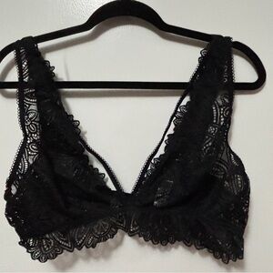 Luvlette Plus Size XXL Sheer Lace Black Wireless Bralette Sexy intimate Lingerie
